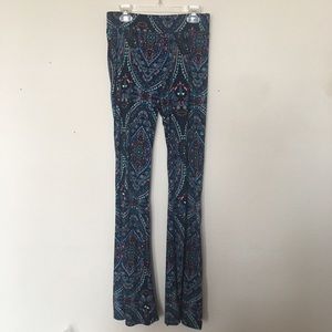 Dark blue paisley design flowy pants